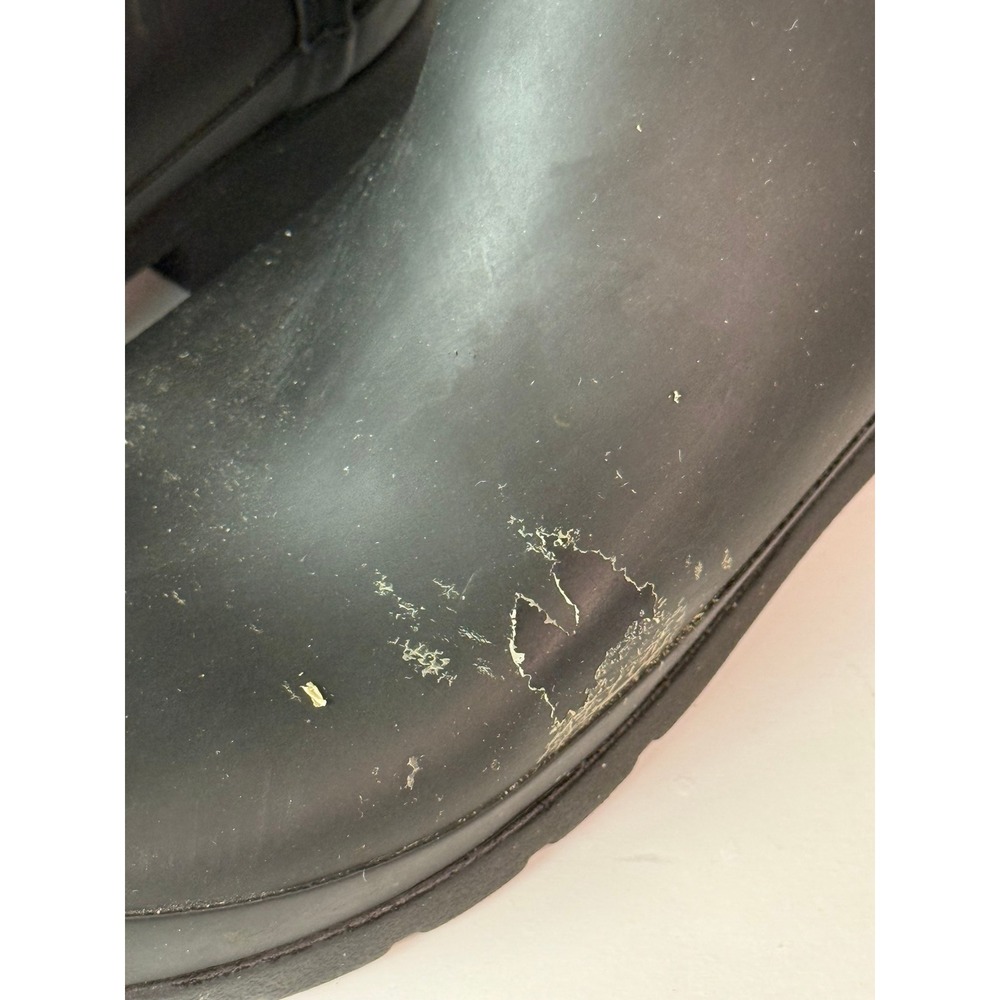Hunter Refined Back Strap Rain Boots Matte Black Rubber Womens 7 EU 38 - Picture 8 of 9